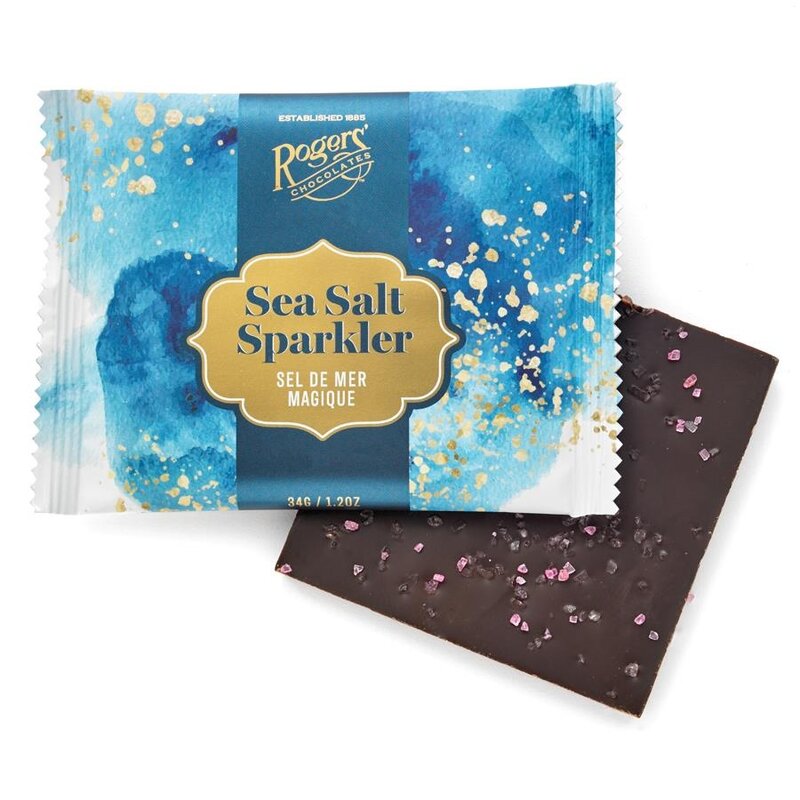 Rogers' Chocolates 72% Dark Chocolate Sea Salt Sparkler Bar