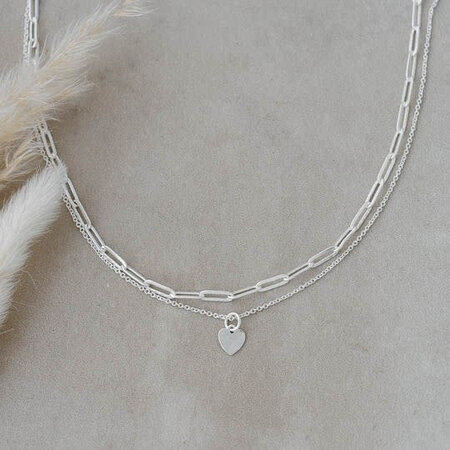 Glee Paperclip Heart Necklace Silver