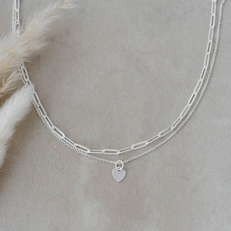 Glee Paperclip Heart Necklace Silver