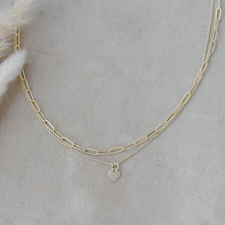 Glee Paperclip Heart Necklace Gold