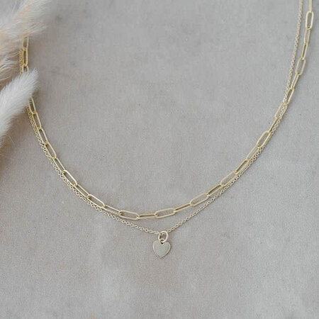 Paperclip Heart Necklace Gold