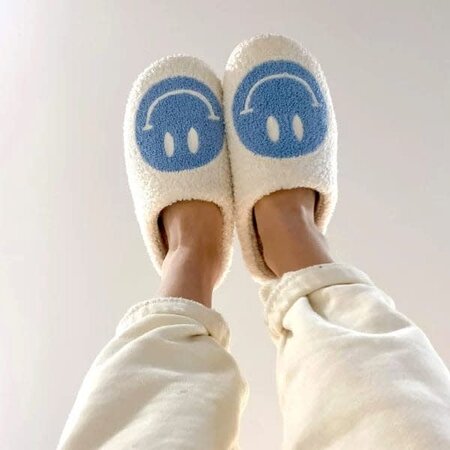 Oceanic Inc Happy Face Slippers Blue