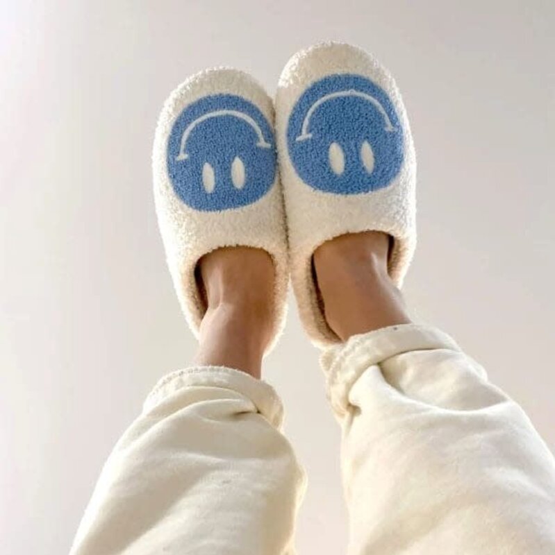 Oceanic Inc Happy Face Slippers Blue