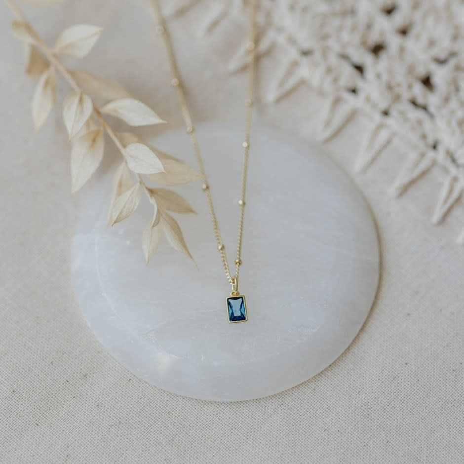 Glee Glim Necklace Gold/Sky Blue