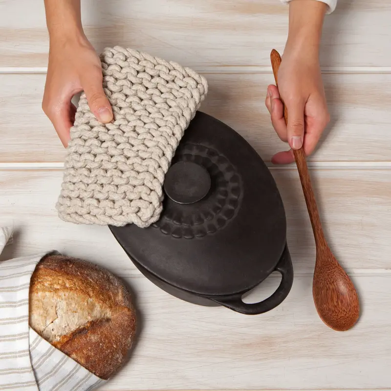 Danica Heirloom Dove Grey Knit Potholder