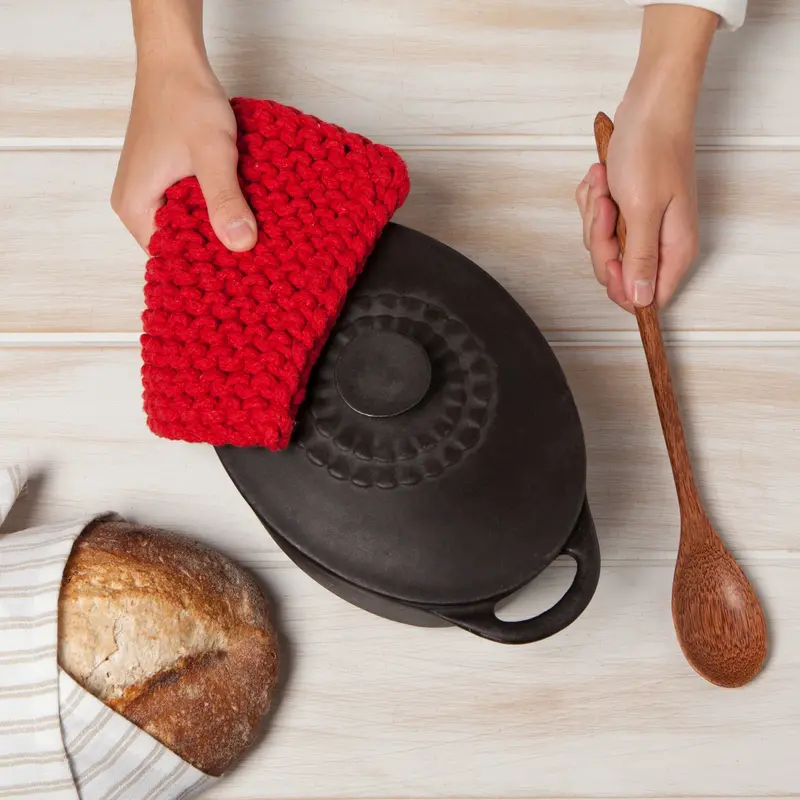 Danica Heirloom Chili Red Knit Potholder