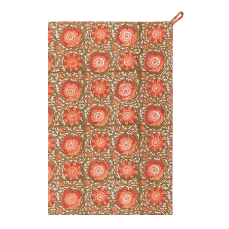 Danica Heirloom Zinnia Block Print Dishtowel