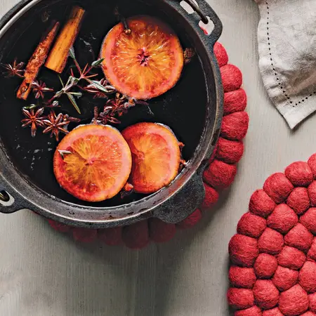 Danica Heirloom Chili Red Recycled Wool Felt Dot Trivet