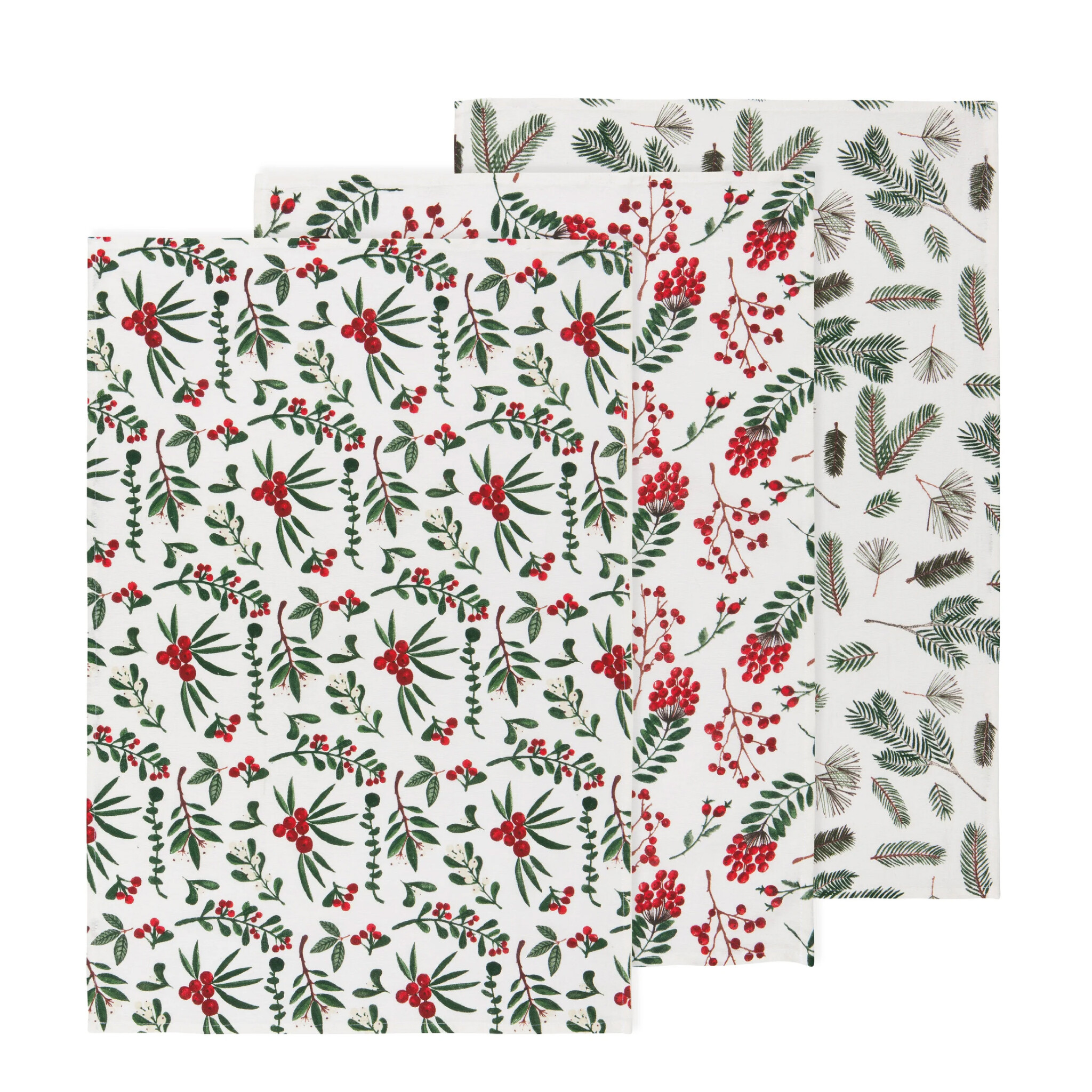 Danica Winterberry Bakers Floursack Dishtowels (Set of 3)