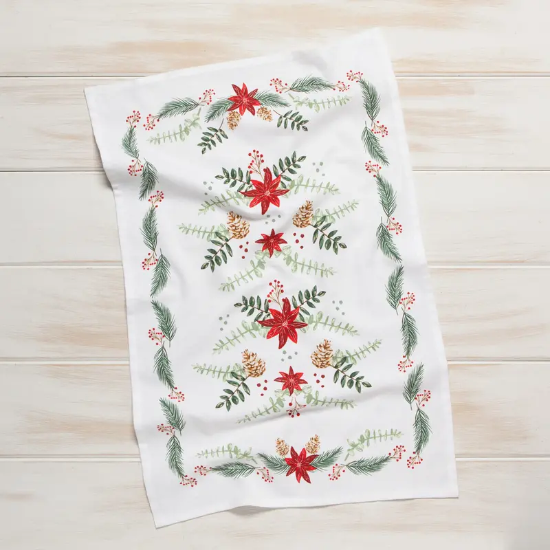 Danica Poinsettia Cotton Dishtowel