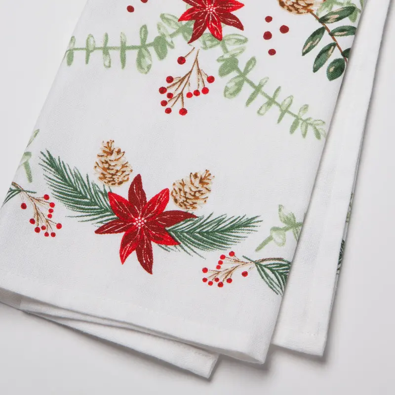 Danica Poinsettia Cotton Dishtowel
