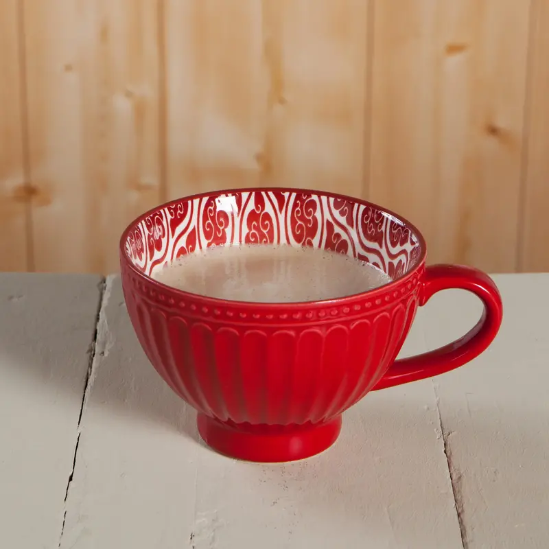Danica Carmine Stamped Latte Mug 14oz