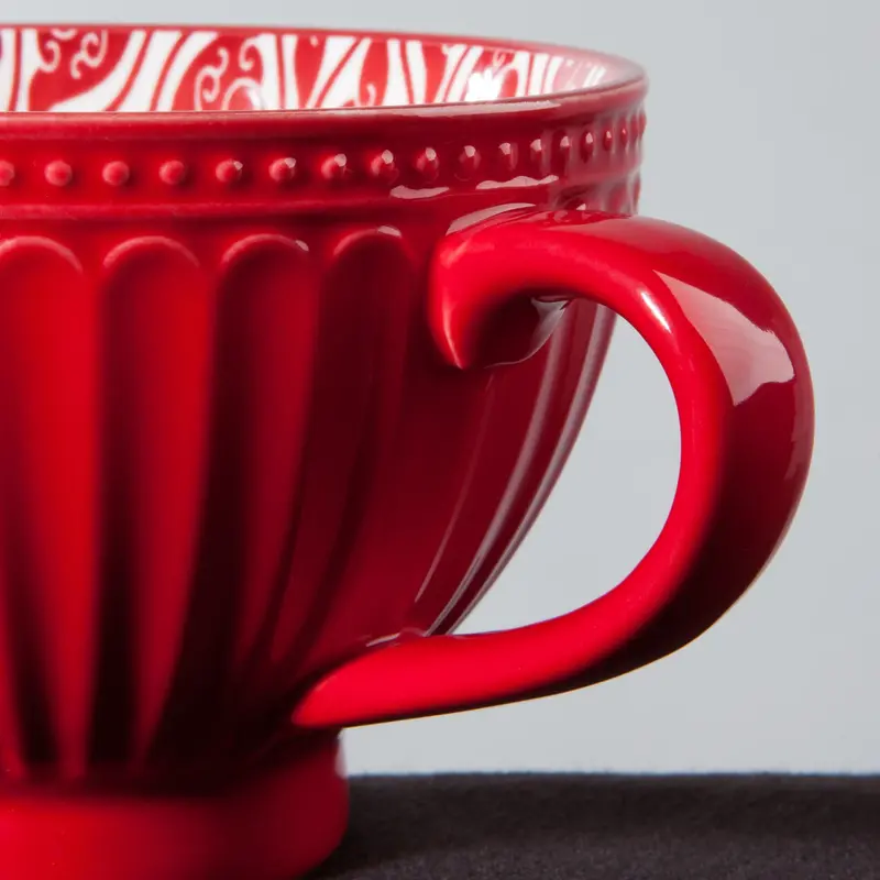Danica Carmine Stamped Latte Mug 14oz