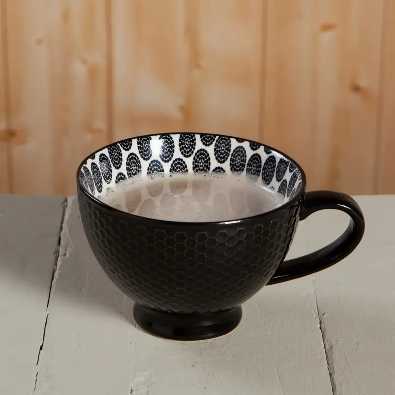 Danica Black Stamped Latte Mug 14oz