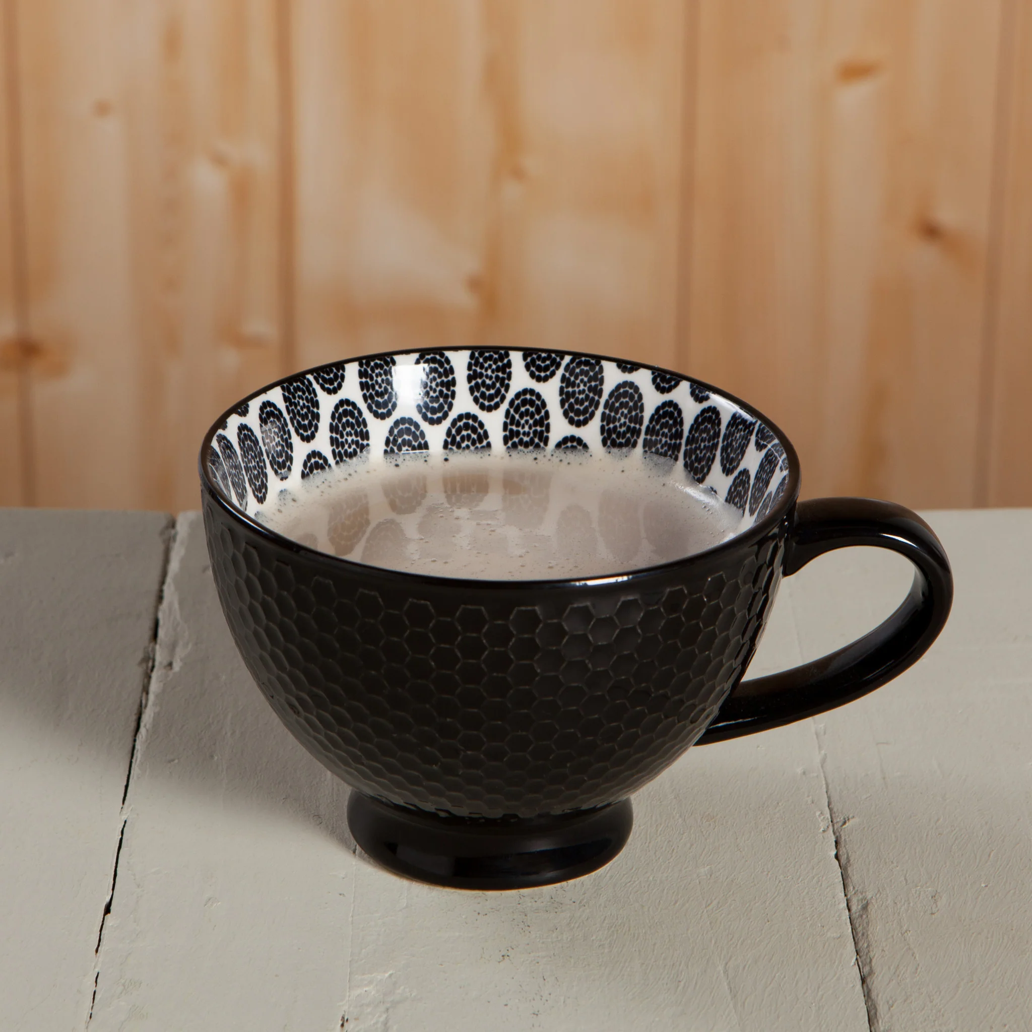 Danica Black Stamped Latte Mug 14oz