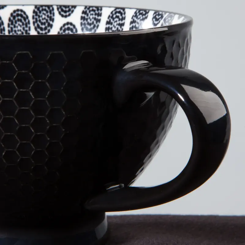 Danica Black Stamped Latte Mug 14oz