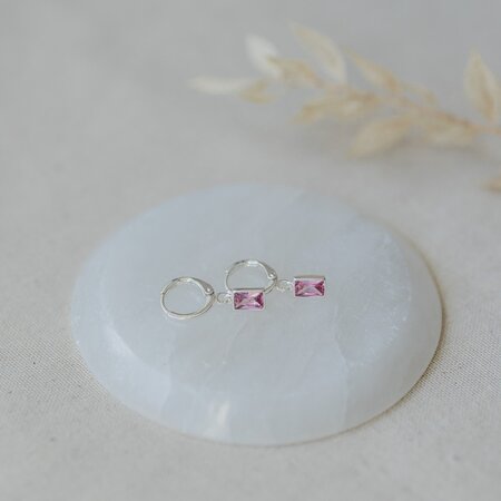 Glee Shine Hoops Silver/Pink