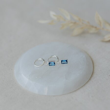 Glee Shine Hoops Silver/Sky Blue