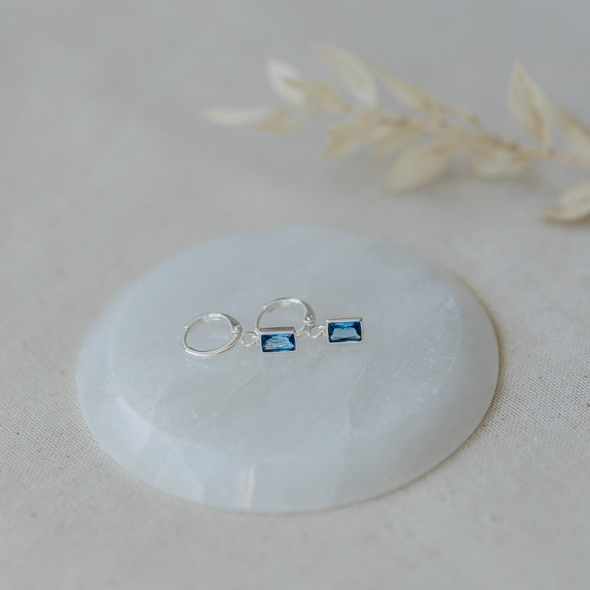 Glee Shine Hoops Silver/Sky Blue