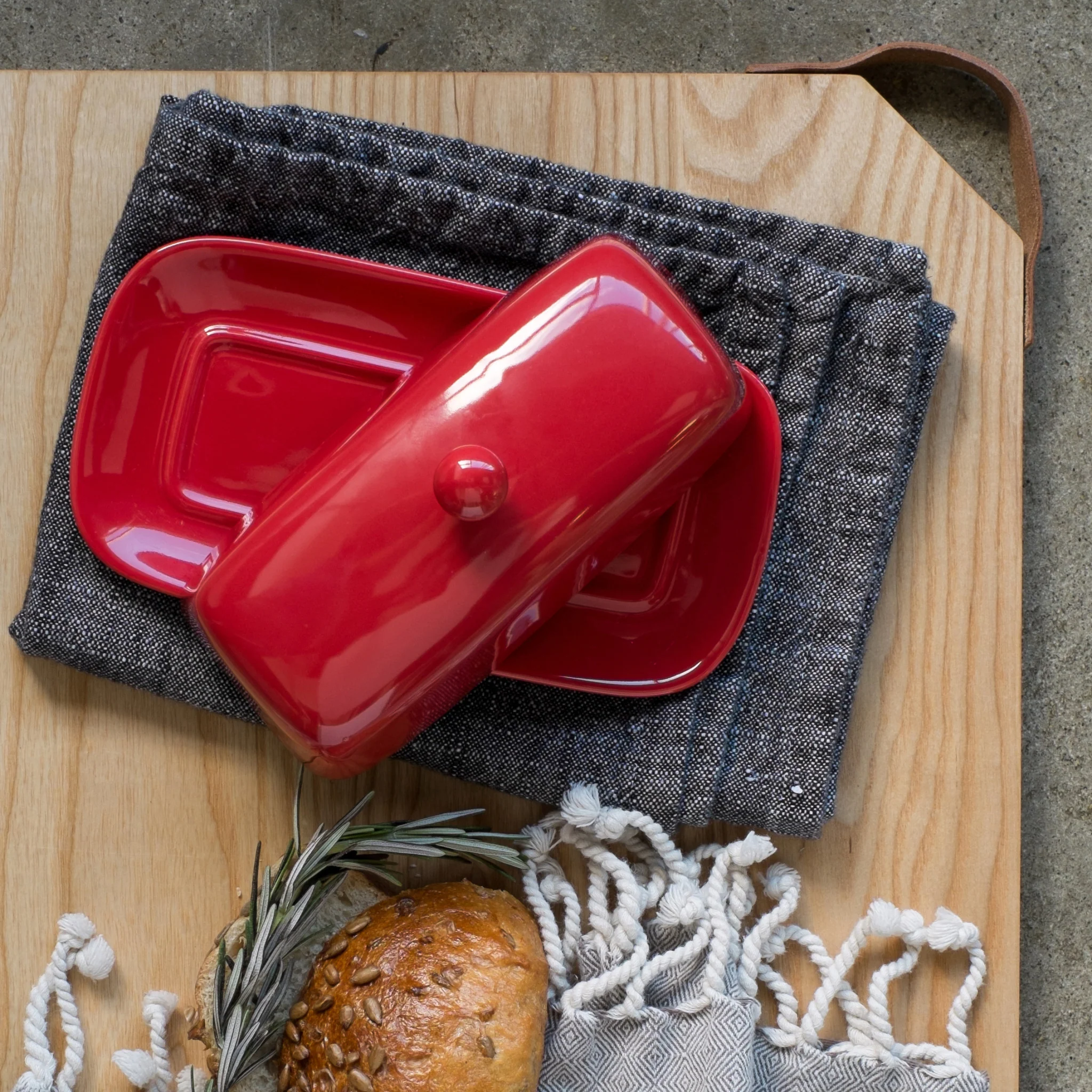 Now Designs Rectangle Red Butter Dish