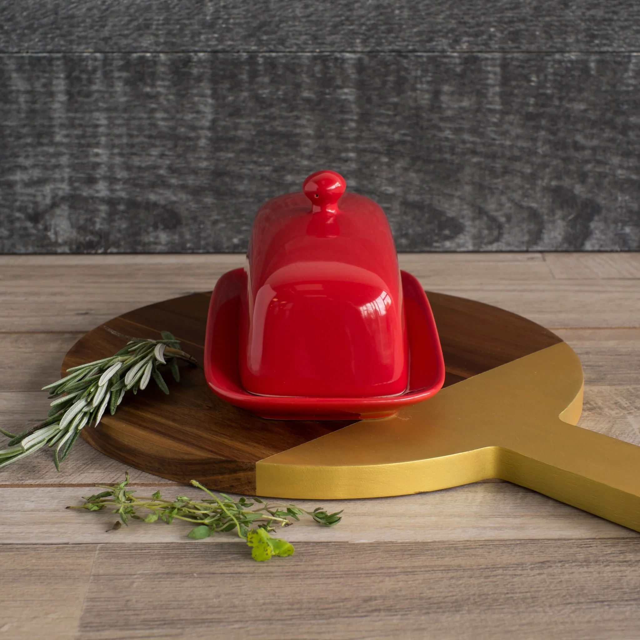 Now Designs Rectangle Red Butter Dish