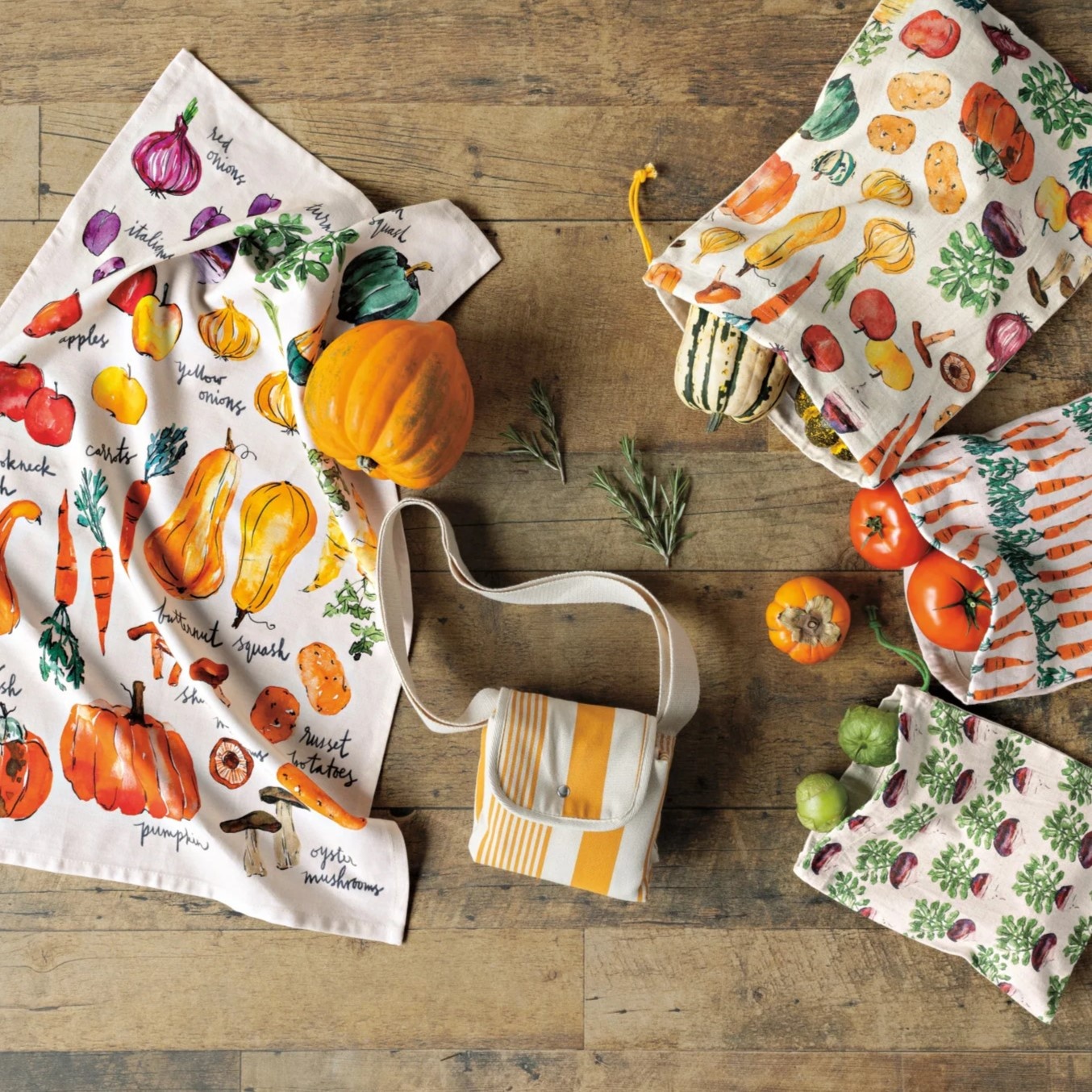 Danica Ochre Stripe Fold Up Fresh Tote