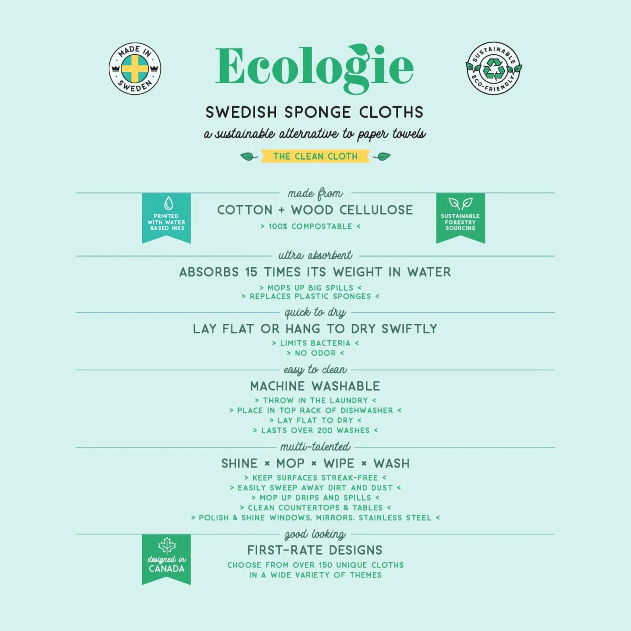 Ecologie by Danica Oodles of Noodles Swedish Sponge Cloth