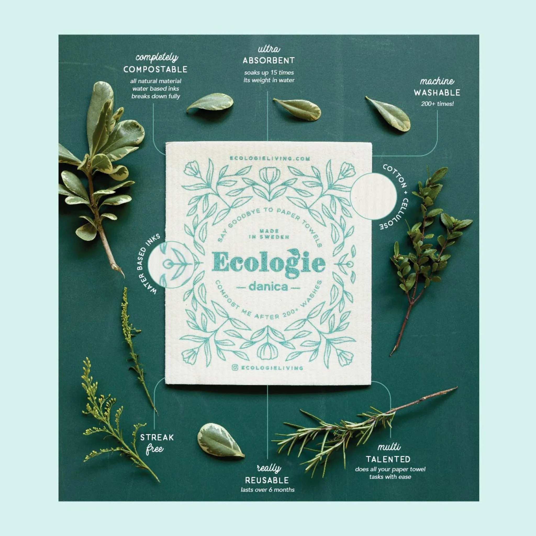 Ecologie by Danica Bees Swedish Dishcloth