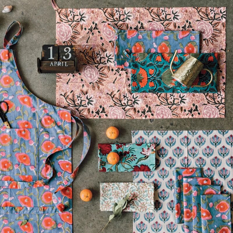 Danica Heirloom Blossom Block Print Dishtowel