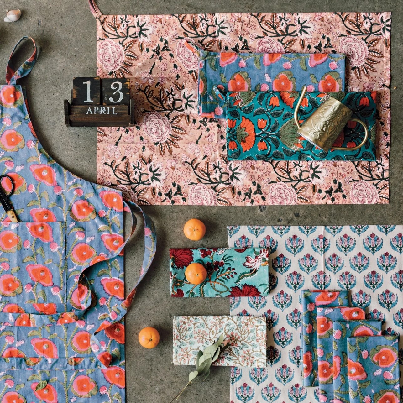 Danica Heirloom Blossom Block Print Dishtowel