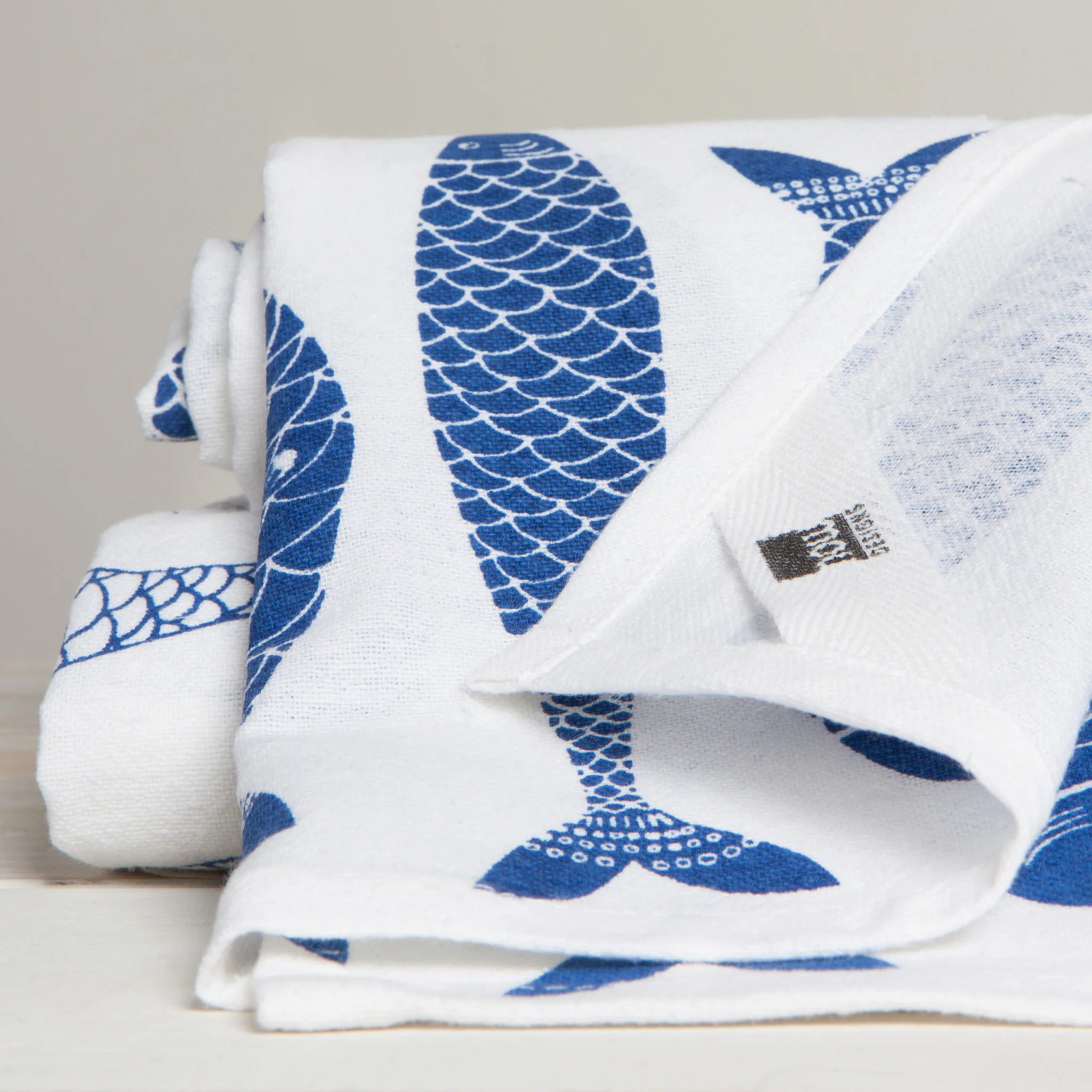 Now Designs Fish Print Royal Blue Floursack Dishtowels (Set of 2)