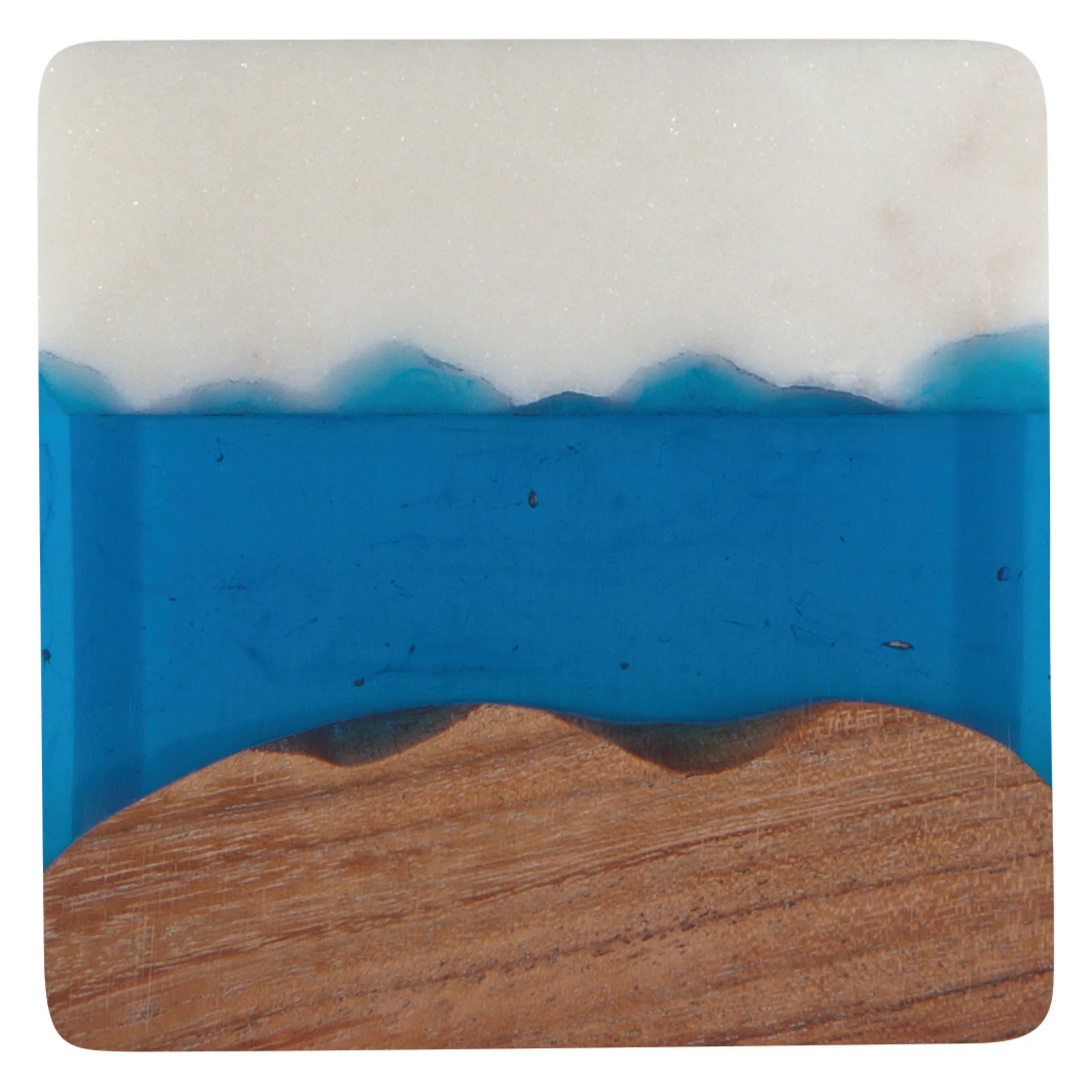 Danica Heirloom Skyline Azure Marble Wood Coasters (Set of 4)