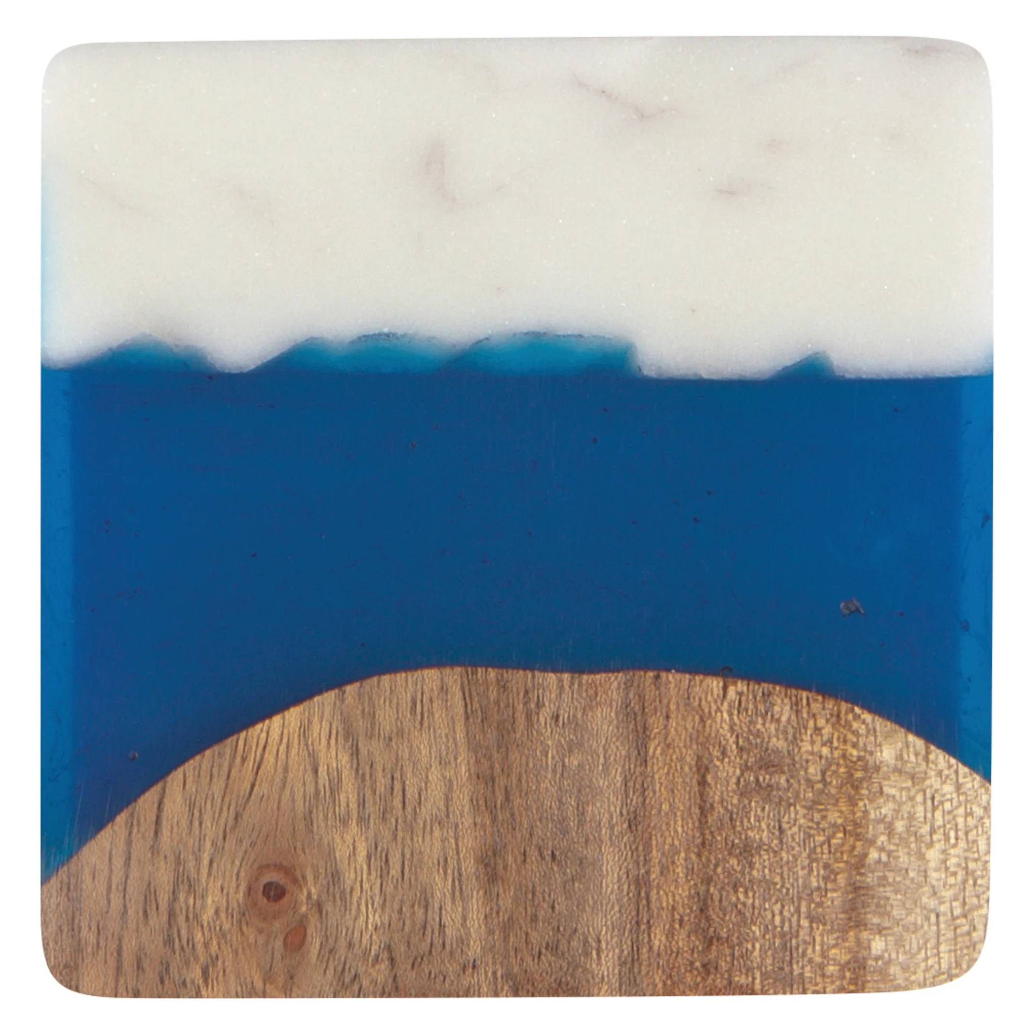 Danica Heirloom Skyline Azure Marble Wood Coasters (Set of 4)