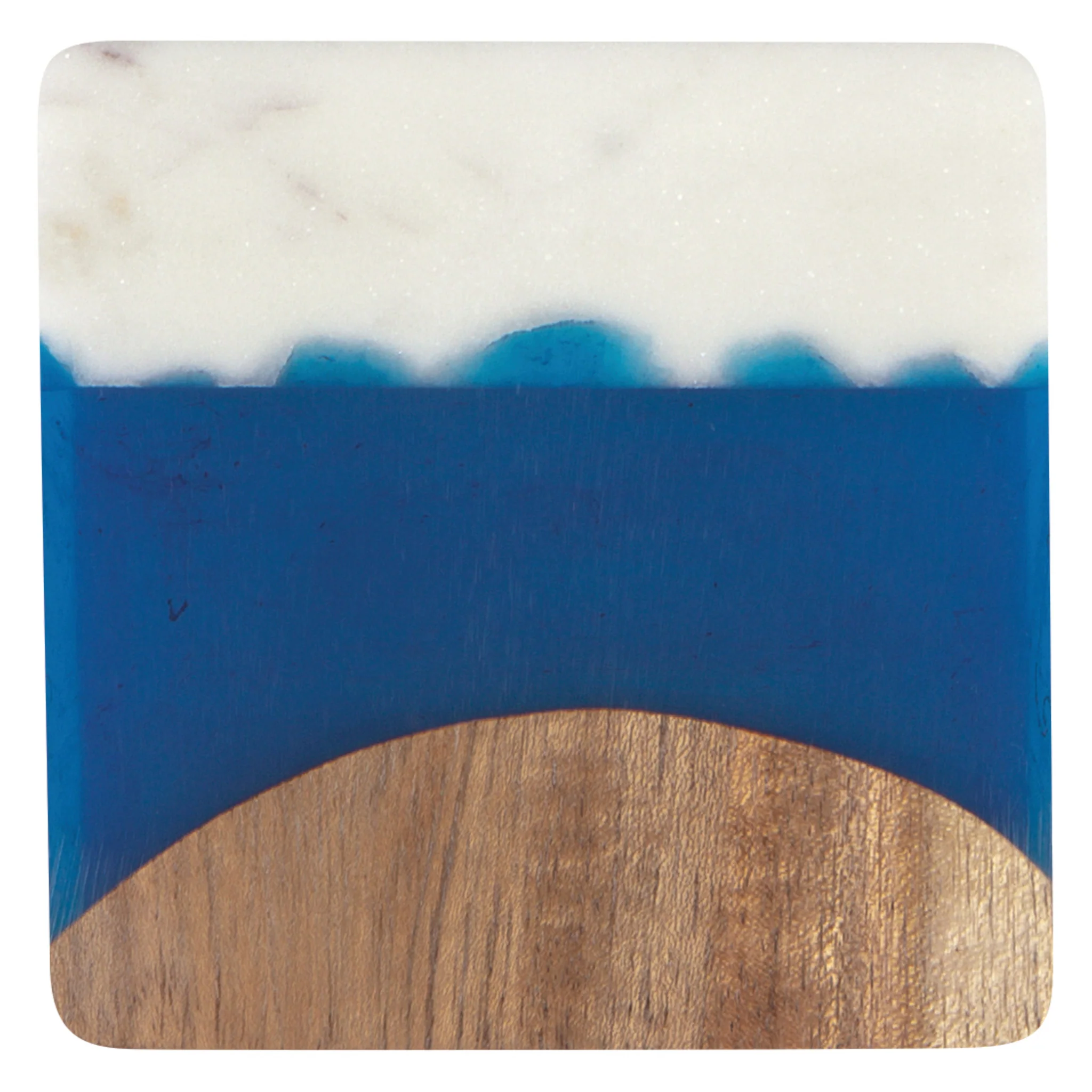 Danica Heirloom Skyline Azure Marble Wood Coasters (Set of 4)