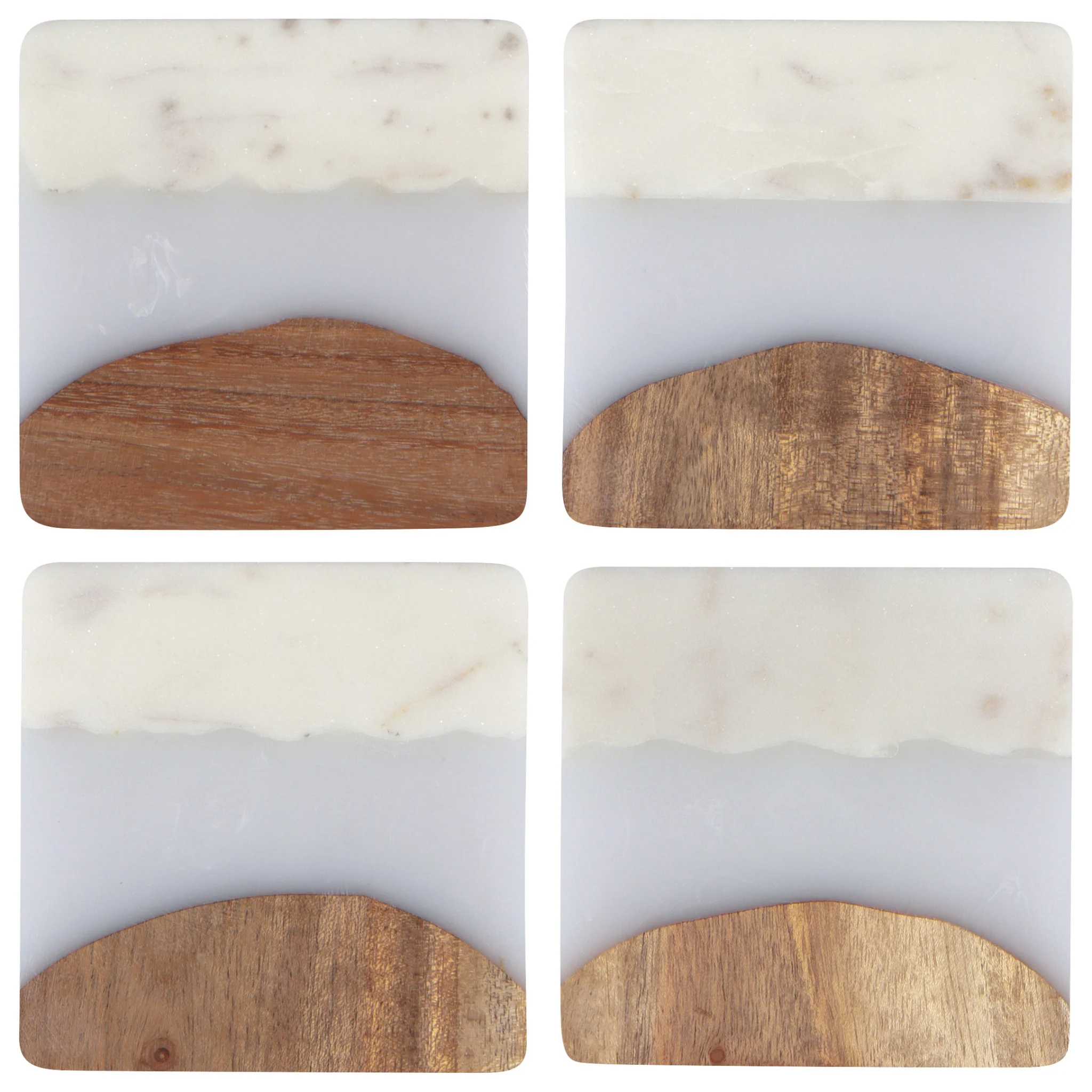 Danica Heirloom Skyline Ice Marble Wood Coasters (Set of 4)