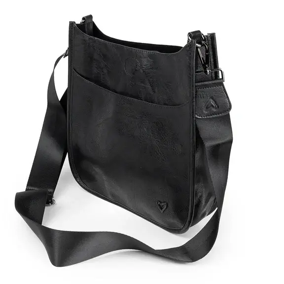 Prene LOVE Oakville Messenger Bag, Vegan Leather Black