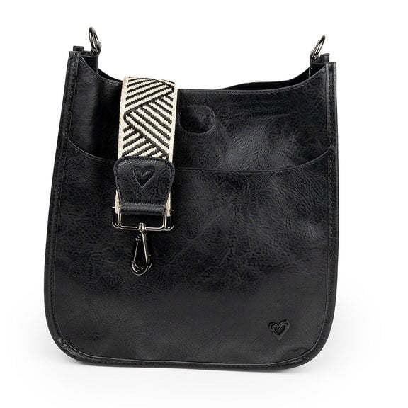 Prene LOVE Oakville Messenger Bag, Vegan Leather Black