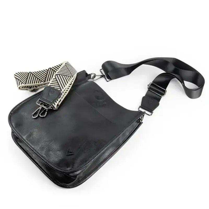 Prene LOVE Oakville Messenger Bag, Vegan Leather Black
