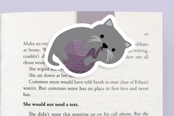 Craftedvan Stationery Crafted Van Magnetic Bookmark, Knit Cat