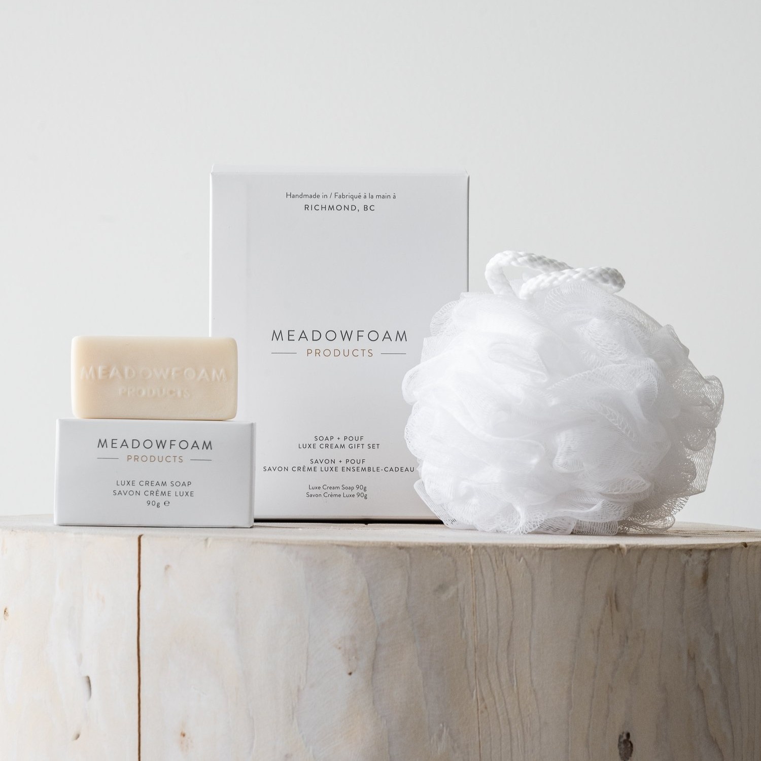 Meadowfoam Products Coconut Acai Soap & Pouf Gift Set