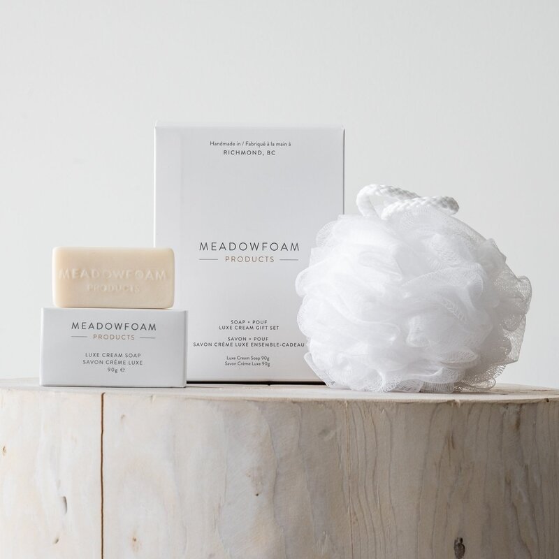 Meadowfoam Products Pomegranate Soap & Pouf Gift Set