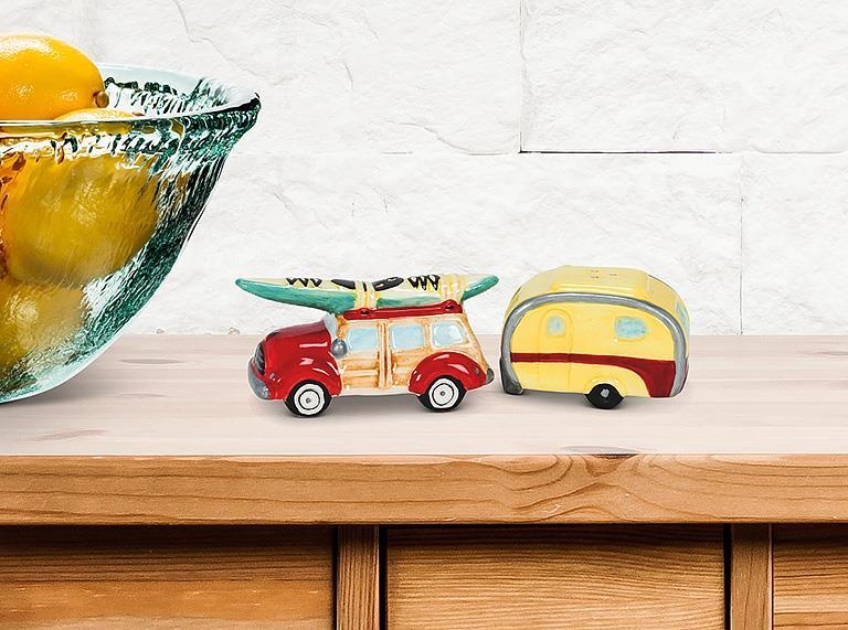 Abbott Woody Car & Camper Salt + Pepper Shakers