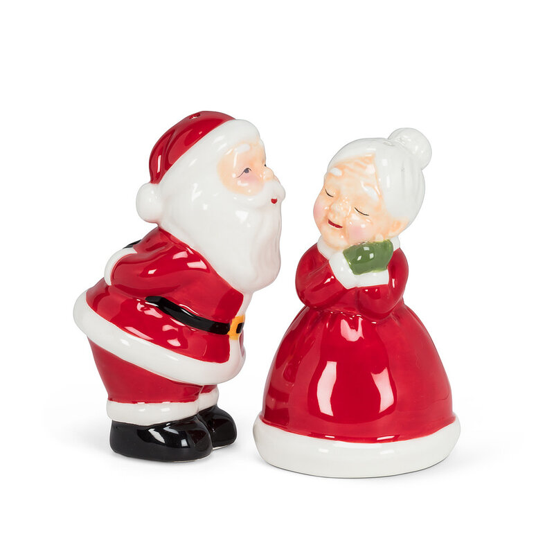 Abbott Claus Kissing Couple Salt + Pepper Shakers