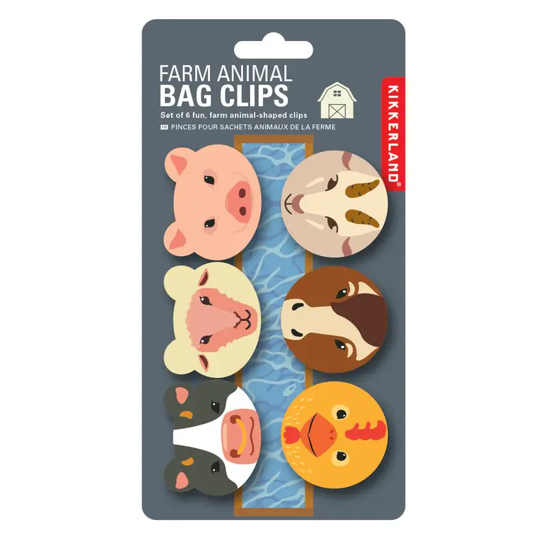 Kikkerland Farm Animal Bag Clips (Set of 6)