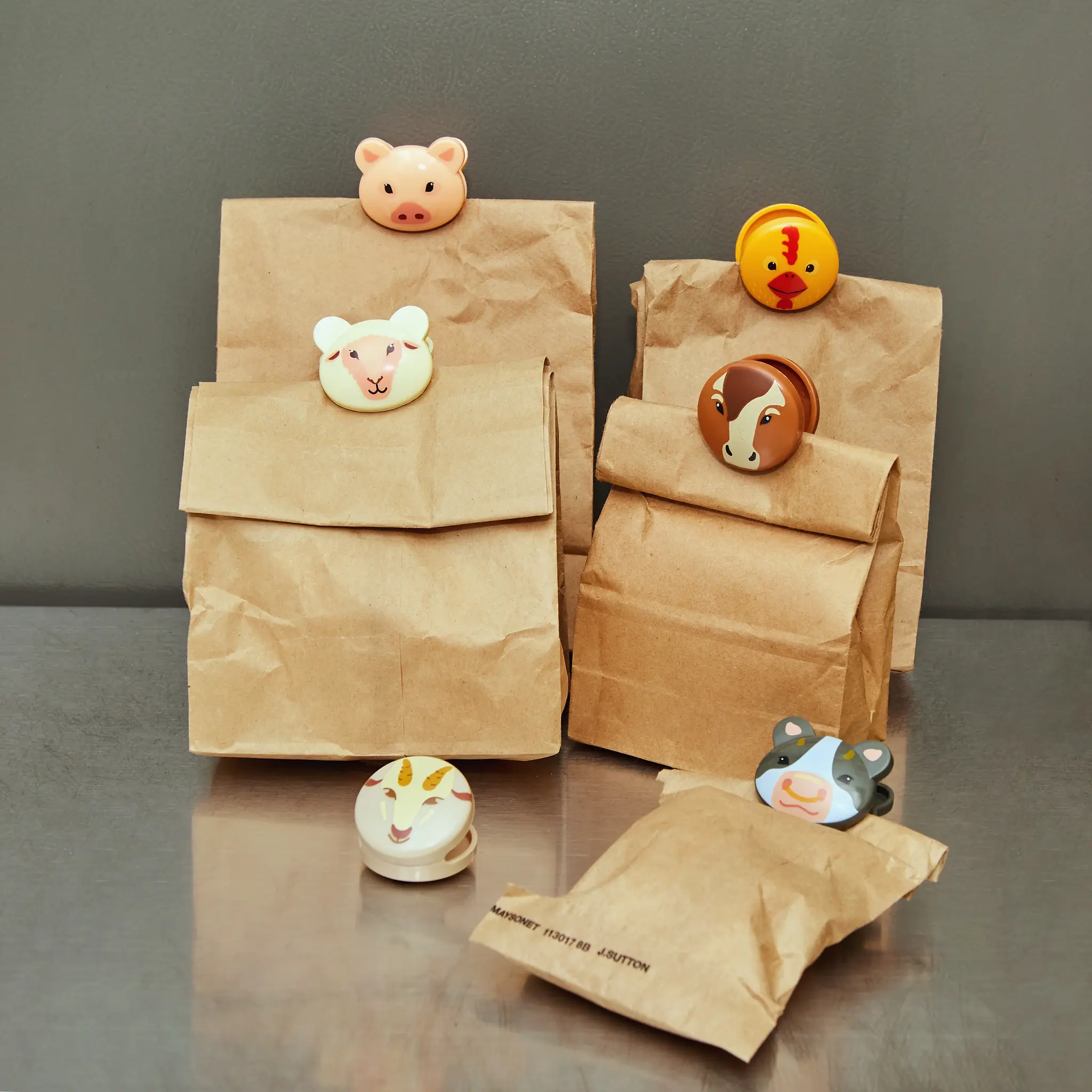 Kikkerland Farm Animal Bag Clips (Set of 6)