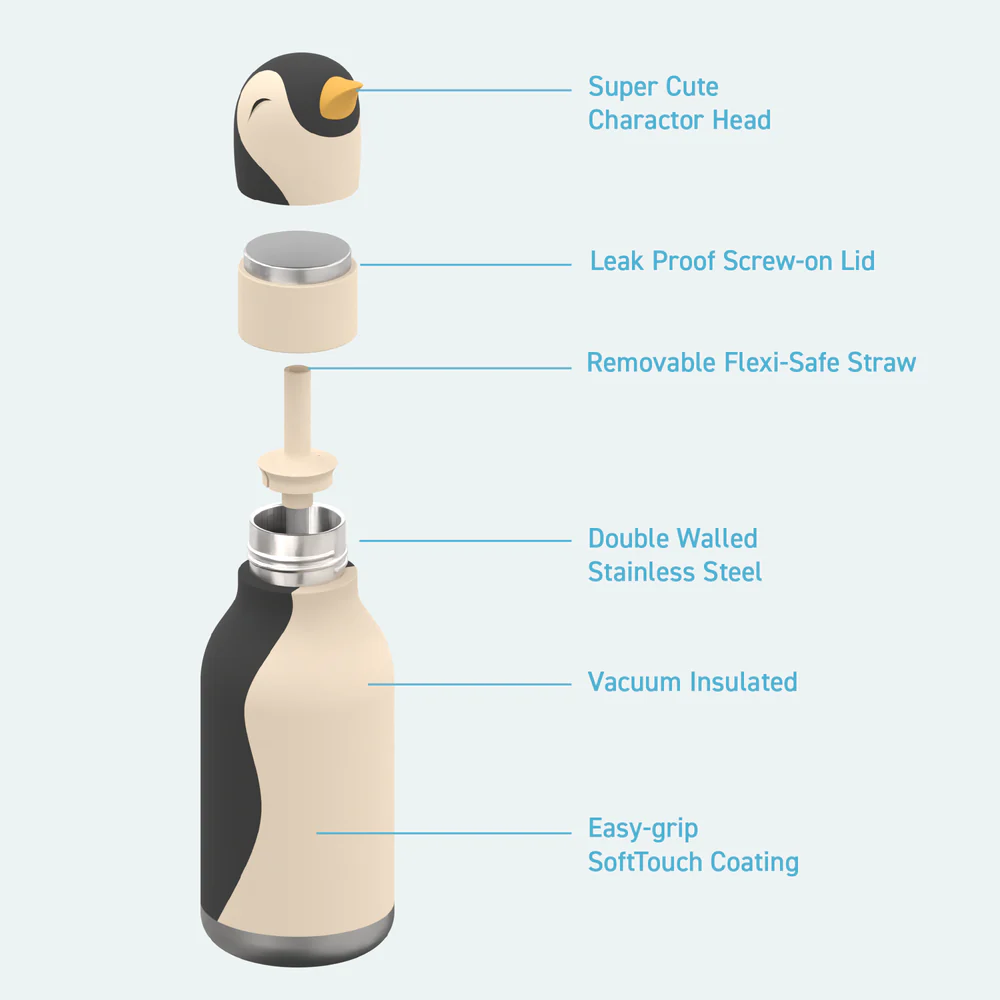 Bestie Animal Bottle, Arlo Penguin