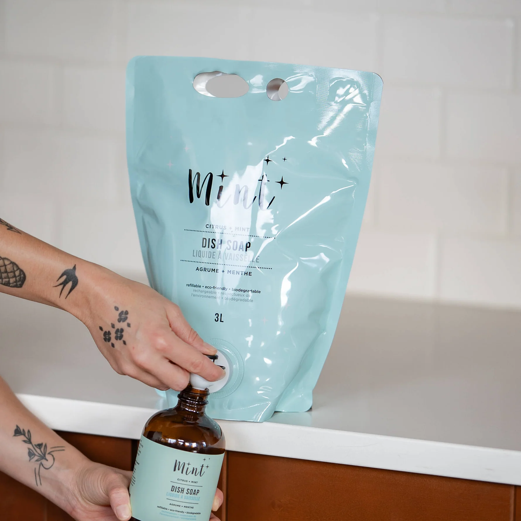 Mint Cleaning Dish Soap Party Pouch (3L)