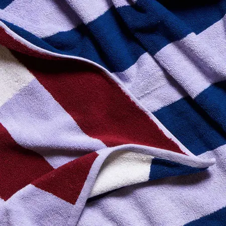 Typical Offset Stripe Lilac, Navy + White Stretch Bath Towel