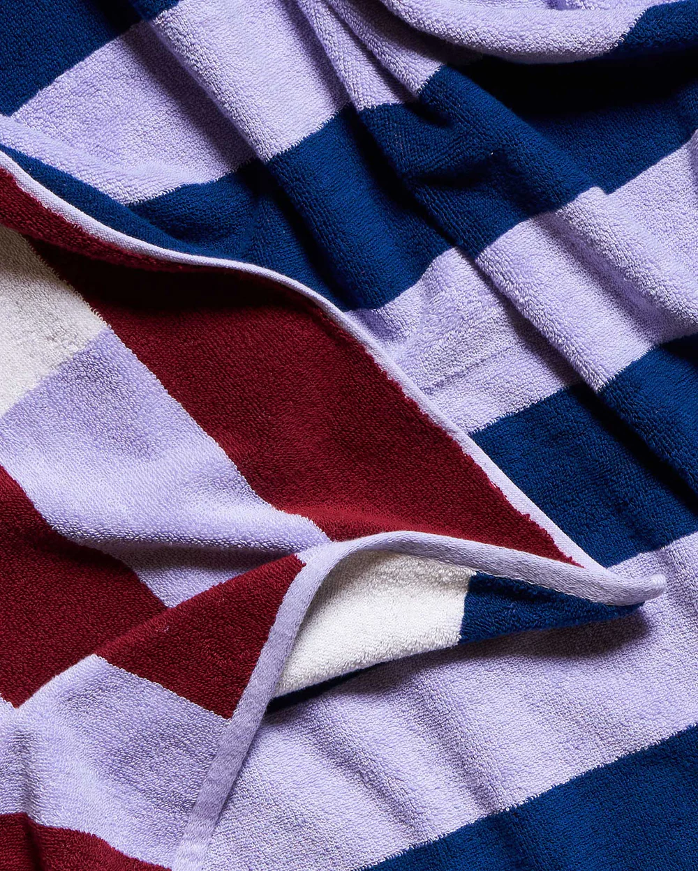 Typical Offset Stripe Lilac, Navy + White Stretch Bath Towel