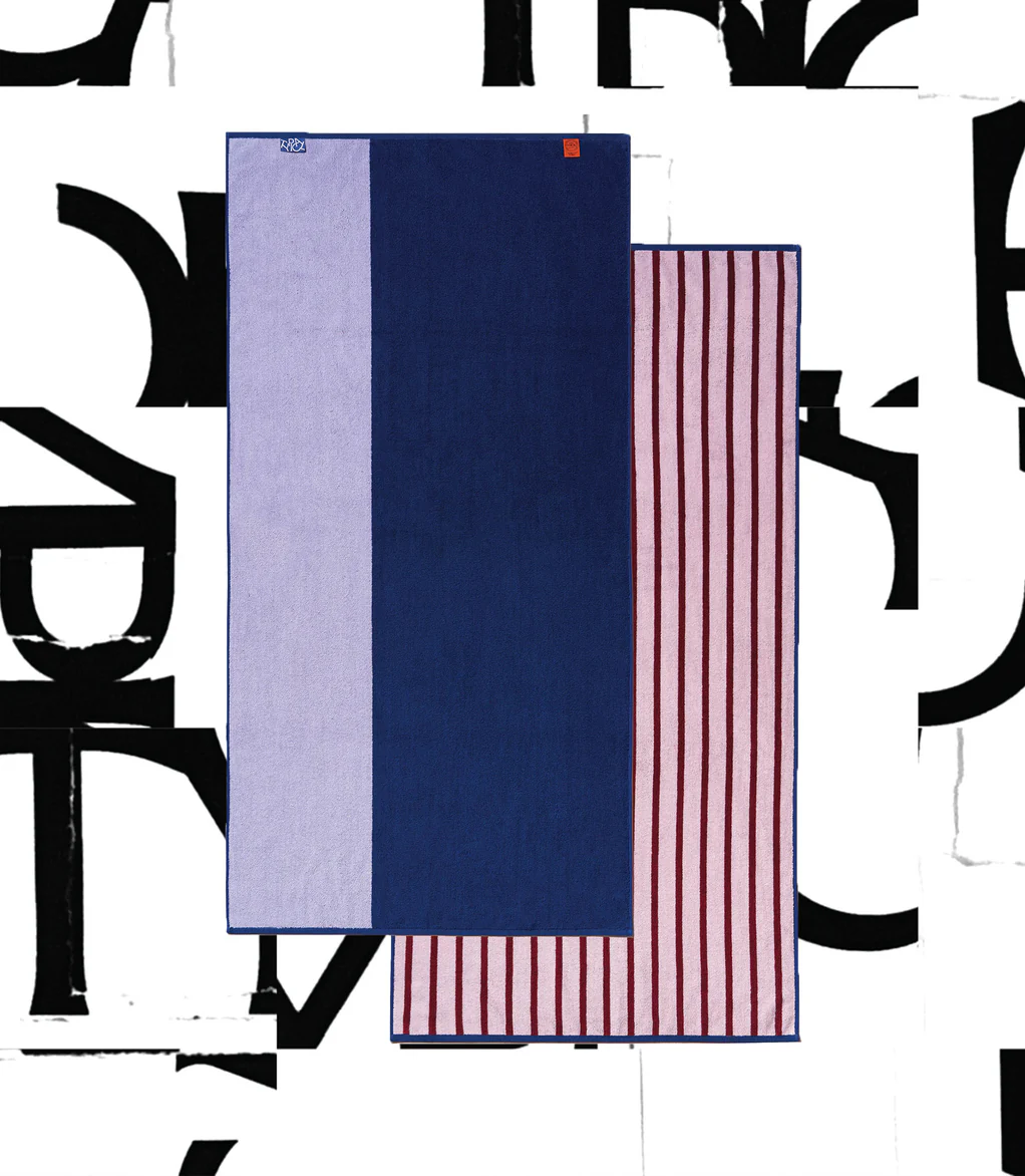 Typical Two-Tone B Side Lilac + Navy Stretch Bath Towel